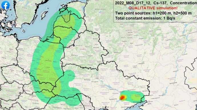 Вчені змоделювали, як рухатиметься радіоактивна хмара у випадку аварії на ЗАЕС, - КАРТА