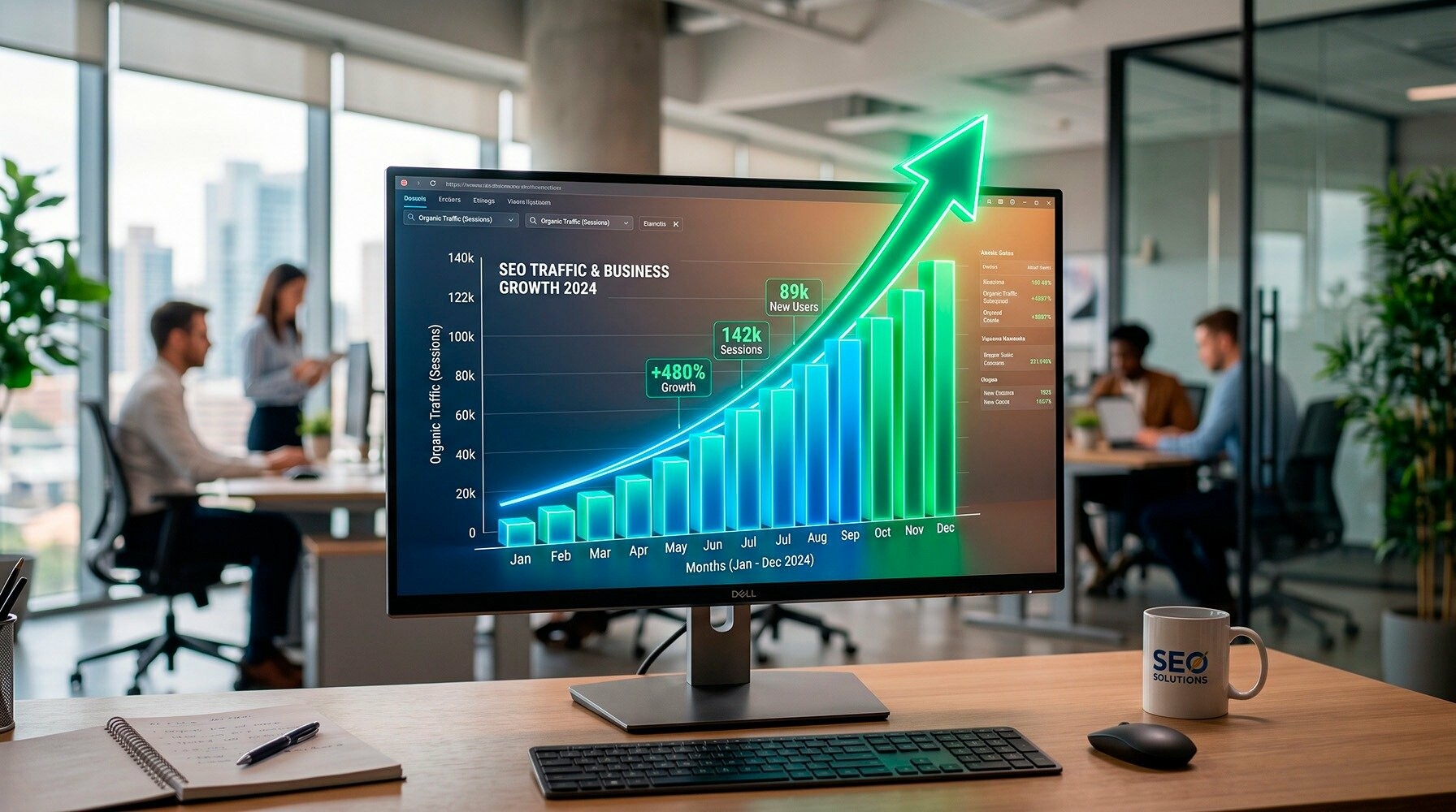 Графік зростання органічного трафіку після правильного вибору SEO-підрядника Графік зростання органічного трафіку після правильного вибору SEO-підрядника